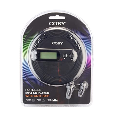 Coby Portable CD Player with Skip Protection- Lightweight and Shockproof Music Disc Player with FM Radio and Pro-Quality Earbuds | Perfect for Home Car and Travel,Black