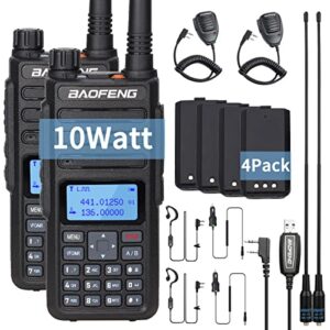 ham radio baofeng bf-h6 10w high power two way radio dual band handheld walkie talkie with extra battery car charger programming cable etc，2pack