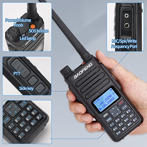 Ham Radio Baofeng BF-H6 10W High Power Two Way Radio Dual Band Handheld Walkie Talkie with Extra Battery Car Charger Programming Cable etc，2Pack