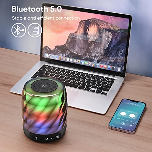 LFS Bluetooth Speaker with Lights, Portable Wireless Speaker, Powerful 20W Sound, IPX5 Waterproof, 7 Color Lights, 20H Playtime, Night Light Party Speakers, Perfect for Home, Outdoor, Holiday