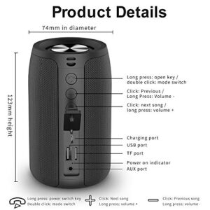 ZEALOT Portable Bluetooth Speakers, Waterproof Speaker IPX5, Mini Wireless Speaker, S32 Upto 12H Playtime, Stereo Pairing, MIC/TF Card/USB/AUX for Home/Outdoor Competible for iOS Andriod Black