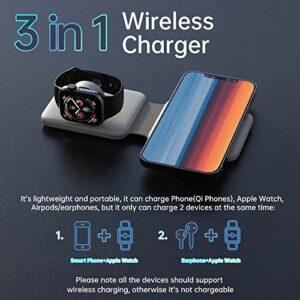 DREU Magnetic Foldable Charging Pad Portable Wireless Chargers 3 in 1, Fast Wireless Charging Station Compatible with QI Phones, iPhone 14/13/12/SE/11/XS/8, Samsung, Air-Pods Pro, Ap-ple Watches