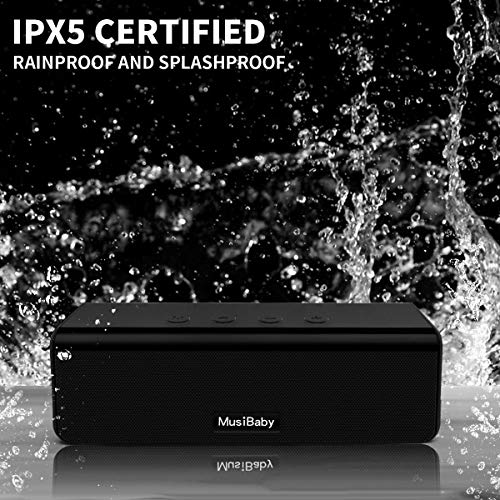 Bluetooth Speakers,MusiBaby Portable Speakers Bluetooth Wireless,Waterproof,Outdoor,Speakers with Loud Stereo,Booming Bass,Dual Pairing,24H Play,Bluetooth Speaker for Home,Party,Gifts(Black)