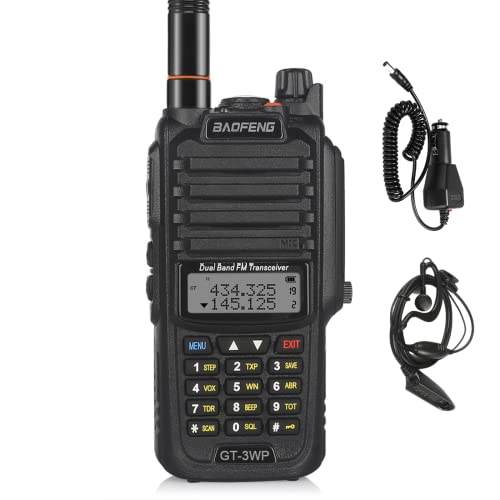 BAOFENG GT-3WP IP67 Dual Band Two-Way Radio, 144-148MHz 420-450MHz, Waterproof Dustproof Walkie Talkie Transceiver, Black 1 Pack