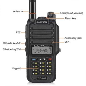 BAOFENG GT-3WP IP67 Dual Band Two-Way Radio, 144-148MHz 420-450MHz, Waterproof Dustproof Walkie Talkie Transceiver, Black 1 Pack