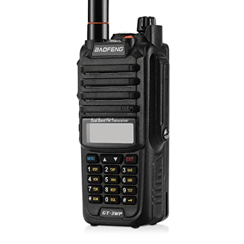 BAOFENG GT-3WP IP67 Dual Band Two-Way Radio, 144-148MHz 420-450MHz, Waterproof Dustproof Walkie Talkie Transceiver, Black 1 Pack