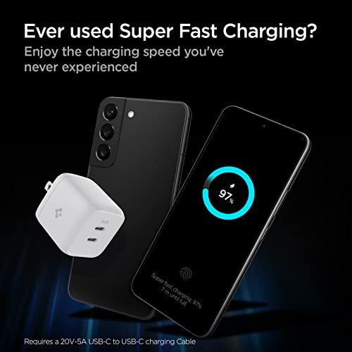 Spigen GaN 452 Total 45W 2 Ports GaN III Tech Dual USB C Wall Charger PD 3.0 Charging Block Compatible with iPhone 14 13 Plus Mini Pro Max 12 iPad Air Galaxy S23 Ultra Plus Z Fold 4 Flip 4 S22 S21