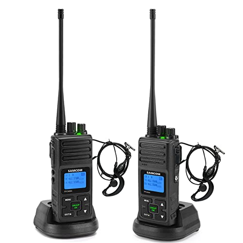 Two Way Radio Long Range Rechargeable,SAMCOM 2 Way Radio Walkie Talkies for Adults,5 Watts Programmable Business Rechargeable UHF Radios with Earpiece/VOX/Group Call,2 Packs