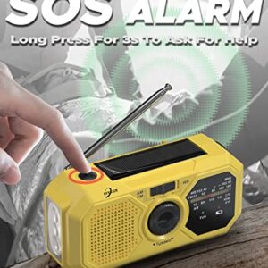 Emergency Weather Radio with Hand Crank Solar Cell Phone Charger, Portable 3500mAh Power Bank NOAA/AM/FM Radio,Battery Power Weather Alert Radios with Flashlights for Emergencies Radio Survial