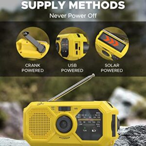 Emergency Weather Radio with Hand Crank Solar Cell Phone Charger, Portable 3500mAh Power Bank NOAA/AM/FM Radio,Battery Power Weather Alert Radios with Flashlights for Emergencies Radio Survial