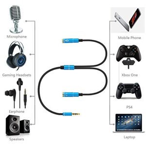 ENVEL Headset Adapter Y Splitter 3.5mm Jack Cable with Separate Mic and Audio Headphone Connector Mutual Convertors for Gaming Headset, PS4, Xbox One, Notebook, Mobile Phone and Tablet 30CM/12 Inch