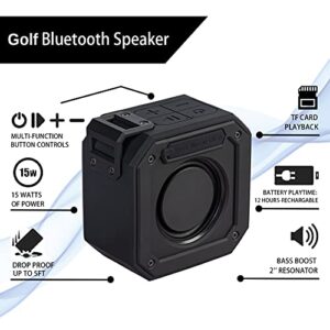 ACHIX Bluetooth Speaker for Golf Cart, Magnetic Portable Wireless Speaker with Loud Stereo Sound Bass Boost 20 Hours Play IPX7 Waterproof, TWS & SD Card Function(with Storage Case, Black)