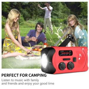 Emergency Crank Radio with 2000mAh Emergency Power Bank, AM/FM NOAA Solar Powered Crank Wind Up Radio with SOS Alarm, Bright Flashlight, Emergency Power Bank for Cellphone, Used for Outdoor&Emergency