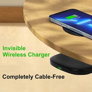 1.57"(40mm) NiiTTER Under Desk Wireless Charger, Under Counter Wireless Charger, Invisible Wireless Charging for iPhone 14/14 Plus/14 Pro/14 Pro Max 10W Wireless Phones