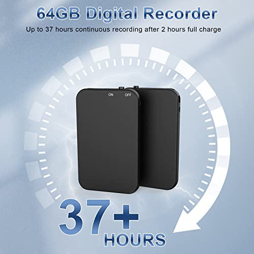 Tonnlog 64GB Voice Recorder, Voice Activated Recorder 37H Long Lasting, Digital Audio Recorder One Button Recording for Meeting Lecture Class Interview