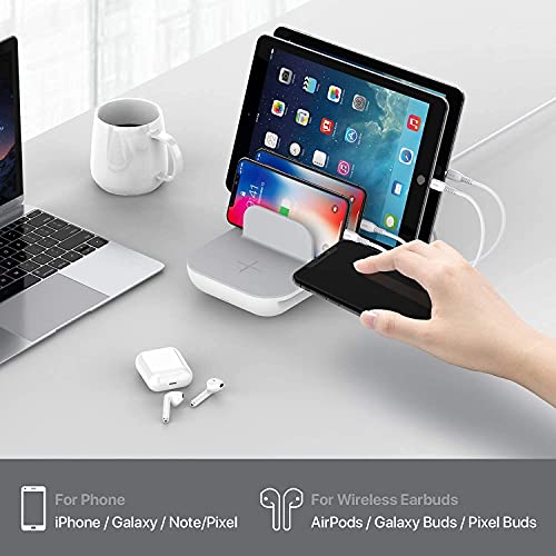 SooPii 70W Charging Station for Multiple Devices,5 Port Charging Dock with 15W Wireless Charger, 25W USB C PD/PPS Fast Charging for lPad,lPhone 13/Xs/Max/12/Samsung,5pcs Mixed Charging Cables Included