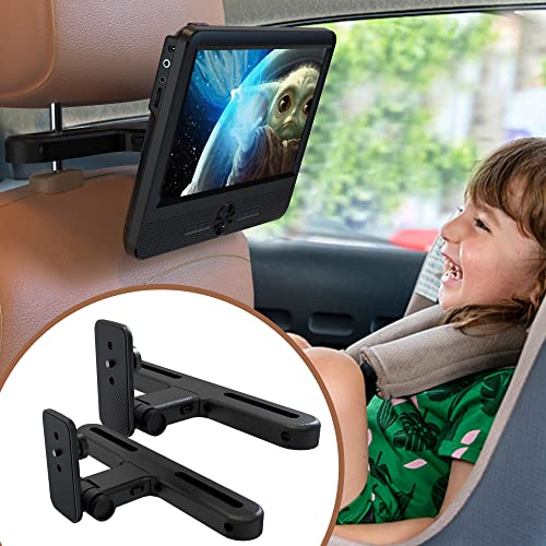 Car Headrest Mount, Sylvania/WONNIE/FANGOR/Arafuna/UEME Car DVD Player Holder, Sturdy Mount for Portable Dual Screen Headrest TV, [Angle Adjustable], [2 Sets]
