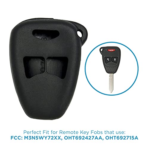 Keyless2Go Replacement for New Silicone Cover Protective Case for Select Dodge Chrysler Jeep 3 Button Remote Head Keys - Black