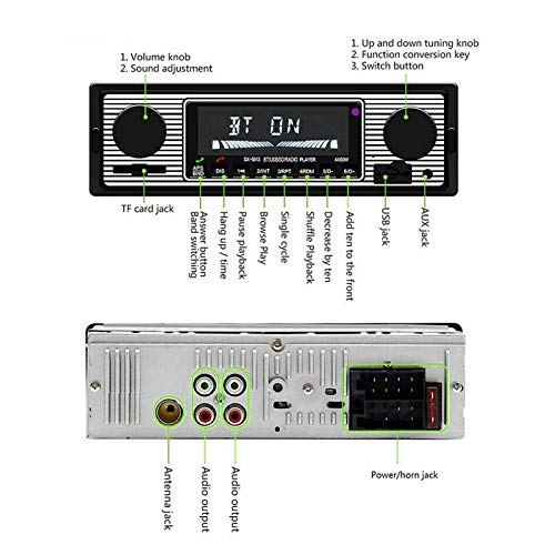 Gerioie Car Music Player, Bluetooth Classic Compact Size Auto Radio, for Auto Playing Car(12V)