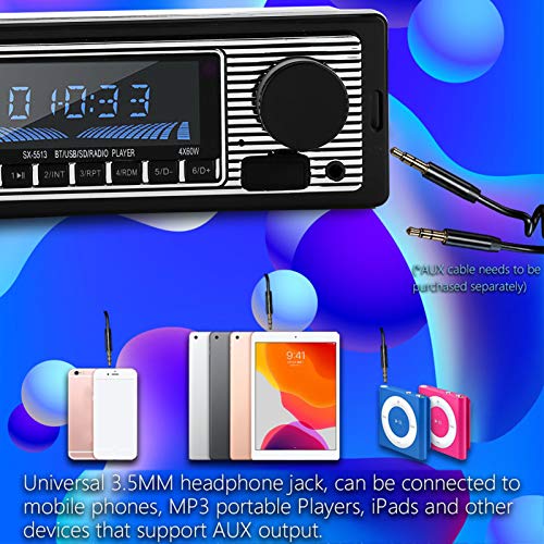 Gerioie Car Music Player, Bluetooth Classic Compact Size Auto Radio, for Auto Playing Car(12V)