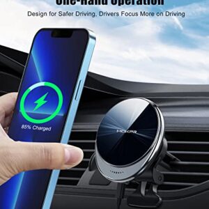 [2023 Upgraded] Magnetic Wireless Car Charger, MOKPR Air Vent Mag-Safe Car Charger Mount Compatible with iPhone 14/14 Plus/14 Pro/14 Pro Max and 13/12 Series, with 36W QC 3.0 Fast Car Charger