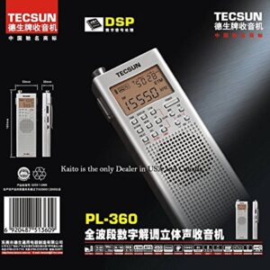 Tecsun PL-360 Digital PLL Portable AM/FM Shortwave Radio with DSP, Black