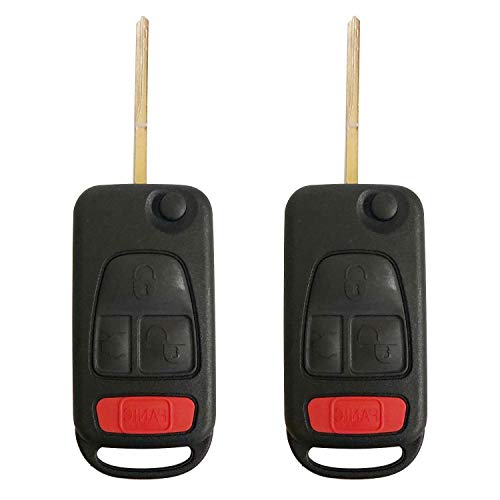 AutoKeyMax Replacement Flip Remote Key Fob Housing Shell Case ONLY for Mercedes-Benz ML 320 430 500 SLK 230 4 Button KR55 NCZ-MB1K (2)