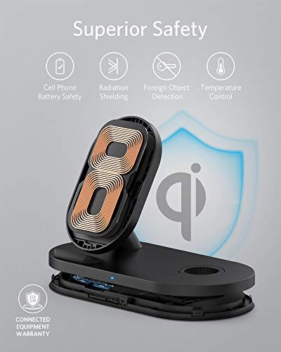 Anker Wireless Charging Station with QC Charger, PowerWave Sense 2-in-1 Stand with Watch Charging Holder for Apple Watch SE/6/5/4/3/2/1, iPhone SE 2020, 11, 11 Pro (Watch Charging Cable Not Included)