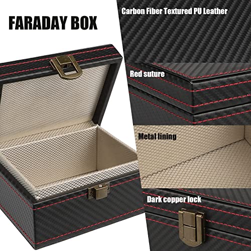 Faraday Box, [Carbon Fiber Texture] Diyife RFID Box for Car Keys, Key Fob Protector, Signal Blocker for Keyless Fob, Large Car Key Signal Blocker Cage, Signal Blocking Box for Car Keys Phones (Medium)