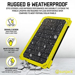 SunJack 25 Watt Foldable IP67 Waterproof ETFE Monocrystalline Solar Panel + 2X 10000mAh Power Banks with USB-A and USB-C for Cell Phones, Tablets and Portable for Backpacking, Camping, Hiking