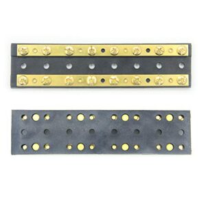 zookoto 8 circuit junction block,32v dc 60a dual brass bus bar with sixteen 8-32 screw terminals