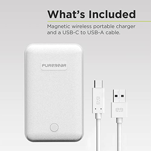 PureGear 10W Qi-Certified Fast Portable Fast Magnetic Wireless Charger for iPhone 14/14Plus/14Promax/13/13Pro/13ProMax / 12/12 Pro Work with MagSafe Case, AirPods/iPhone 11, Galaxy S22 S21 &More