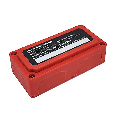 IZTOSS 300A Bus Bar 5/16" Heavy Duty Module Design BusBar Box Power Distribution Block 48V 4X M8 Terminal Studs Battery Junction Block for Battery Marine RV Truck (Red)