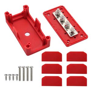 IZTOSS 300A Bus Bar 5/16" Heavy Duty Module Design BusBar Box Power Distribution Block 48V 4X M8 Terminal Studs Battery Junction Block for Battery Marine RV Truck (Red)