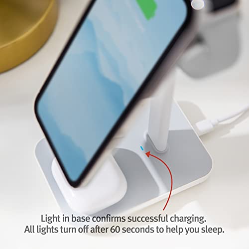 Twelve South HiRise 3 | 3-in-1 Magnetic Charging Station for iPhone, AirPods and Apple Watch + 5 ft USB-C Cable (Black)