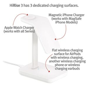 Twelve South HiRise 3 | 3-in-1 Magnetic Charging Station for iPhone, AirPods and Apple Watch + 5 ft USB-C Cable (Black)