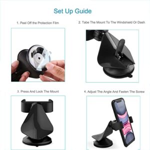 Arteck Car Mount, Universal Mobile Phone Car Mount Holder 360° Rotation for Auto Windshield and Dash, for Cell Phones Apple iPhone 14, 14 Pro, 14 Pro Max, 13, 12, 11, Xs, SE, Android Cellphone, GPS