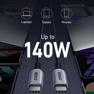 Anker 765 USB C to USB C Cable (140W 6ft Nylon), USB 2.0 Fast Charging USB C Cable & Anker 737 Power Bank (PowerCore 24K) for MacBook Pro 2021, iPad Pro, Samsung Galaxy S21, Pixel, and More.