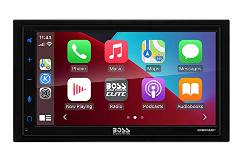 BOSS Audio Systems Elite BV800ACP Car Multimedia Player with Apple CarPlay - Android Auto Double Din Car Stereo, 6.75 Inch LCD Capacitive Touchscreen Bluetooth MP3 USB A/V in AM/FM Receiver, Steering