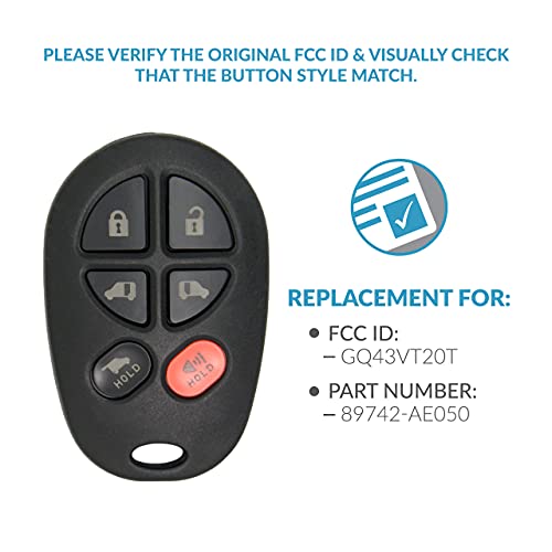 Keyless2Go Replacement for New Keyless Entry Remote Car Key Fob FCC GQ43VT20T