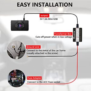 Biuone Hardwire Kit for Dash Cam 11.5ft Mini USB Dash Cam Low Voltage Protection Car Dash Camera Charger Power Cable