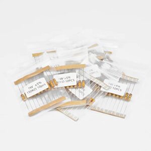 KOKISO 1W 1 Watts 550PCS 55 Value (0.1 ohm—1M ohm) Carbon Film Resistor +/-5% Assorted Kit Assortment