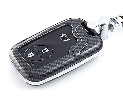 iJDMTOY Exact Fit Black Glossy Carbon Fiber Finish Key Fob Shell Compatible With Lexus IS ES GS LS CT LX GX RX, etc 1st Gen Smart Keyless Fob