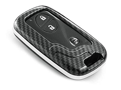 iJDMTOY Exact Fit Black Glossy Carbon Fiber Finish Key Fob Shell Compatible With Lexus IS ES GS LS CT LX GX RX, etc 1st Gen Smart Keyless Fob