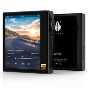 hidizs ap80 high resolution lossless mp3 music player with ldac/aptx/flac/hi-res audio/fm radio, hi-fi bluetooth audio player with full touch screen (black)