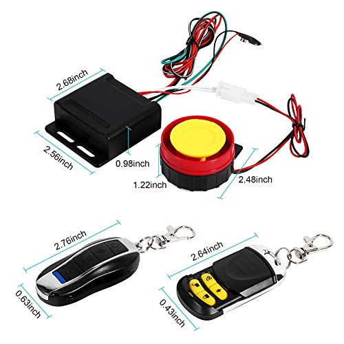 Motorcycle Bike Anti-Theft Alarm System, 12V Universal Anti-Theft Security Alarm with Double Remote Control