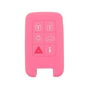 segaden silicone cover protector case holder skin jacket compatible with volvo 6 button smart remote key fob cv4782 pink