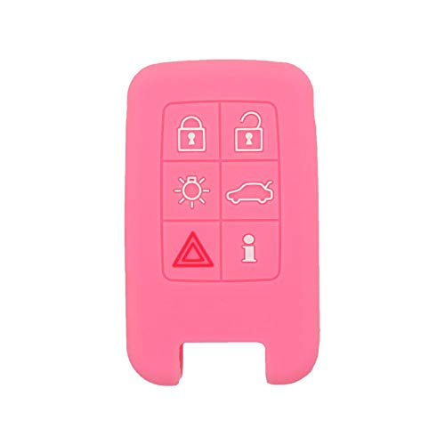 SEGADEN Silicone Cover Protector Case Holder Skin Jacket Compatible with VOLVO 6 Button Smart Remote Key Fob CV4782 Pink