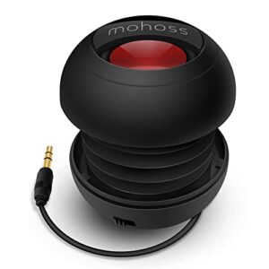 mini bass speaker, mohoss portable plug in speaker with 3.5mm aux audio input, rechargeable external hamburger speaker for iphone android smartphones laptop tablet ipod mp3