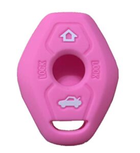 rpkey silicone keyless entry remote control key fob cover case protector replacement fit for bmw 3 5 7 series m3 m5 m6 x3 x5 z3 z4 z8 lx11fzv（pink）